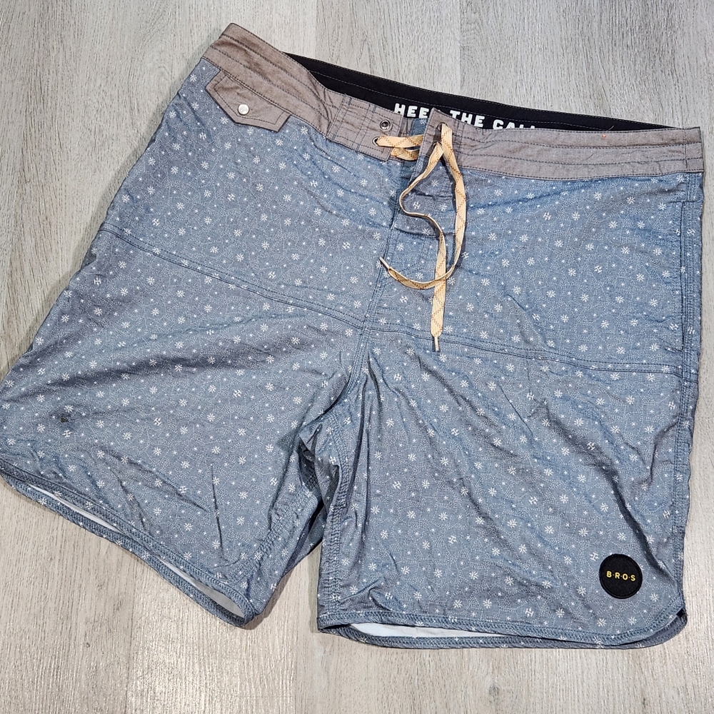 HOWLER BROTHERS Mens 38 Night Blue Little Agave AOP Swim Board Shorts Western